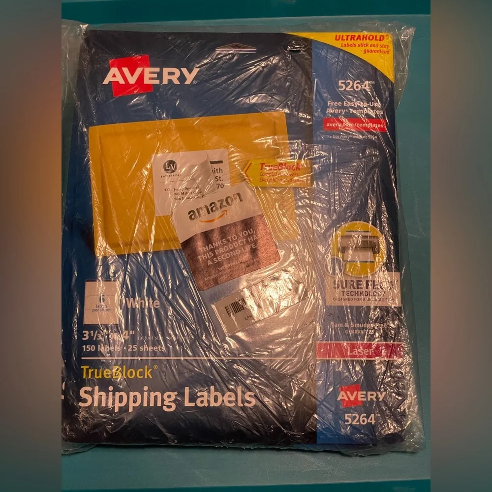 Avery Shipping Labels with TrueBlock Technology, White, 150/Pack (5 Packs)=750 L